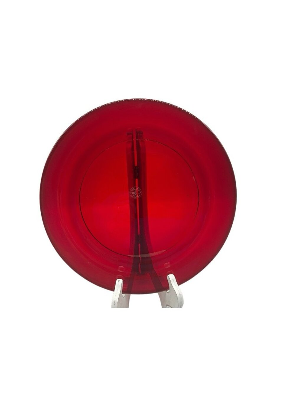 NEW Delzell Viking 12" Ruby Red Platter MCM Collectible Art Glass Original Label